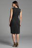 Load image into Gallery viewer, Navy Bodycon Satin V-Neck Midi Work Dress with Ruffles