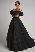 Load image into Gallery viewer, Dusty Rose A Line Tulle Ruffled Long Formal Dress