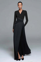 Load image into Gallery viewer, Royal Blue and Black Sheath Patchwork Long Formal Dress with Sleeves
