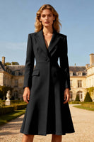Load image into Gallery viewer, Khaki A Line Peak Lapel Midi Blazer Dress with Button