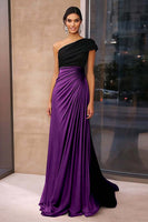 Load image into Gallery viewer, Black Brown Sheath One Shoulder Long Gala Dress