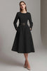 Load image into Gallery viewer, Ivory Tweed Boat Neck A Line Midi Homecoming Outfits with Belts