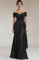 Load image into Gallery viewer, Peacock Sheath Satin Off the Shoulder Long Formal Dress