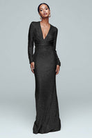 Load image into Gallery viewer, Sparkly Gold Mermaid Sequin V-Neck Long Sleeves Holiday Party Dress