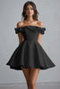 Load image into Gallery viewer, White A Line Satin Off the Shoulder Mini Graduation Dress with Ruffles