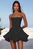Load image into Gallery viewer, Sky Blue Chiffon Ruched Strapless Short Cocktail Dress with Ruffles