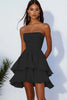 Load image into Gallery viewer, Sky Blue A Line Chiffon Ruched Strapless Short Cocktail Dress with Ruffles
