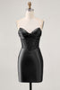 Load image into Gallery viewer, Sparkly Fuchsia Strapless Short Tight Corset Satin Homecoming Dress
