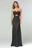 Load image into Gallery viewer, Black  Sheath Satin Sweetheart Cut Out Long Formal Dress