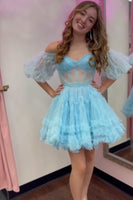 Load image into Gallery viewer, Royal Blue A-Line Corset Tulle Short Homecoming Dress