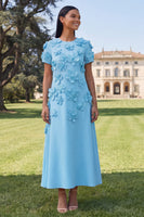 Load image into Gallery viewer, Butter Yellow Round Neck A Line Floral Maxi Formal Dress with Sleeves