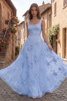 Load image into Gallery viewer, Floral Yellow Beaded Square Neck A Line Long Prom Dress