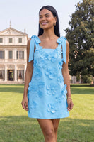 Load image into Gallery viewer, Lilac Thick Straps A Line Short Floral Homecoming Dress with Bows