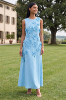 Load image into Gallery viewer, Hot Pink Round Neck A Line Floral Maxi Formal Dress