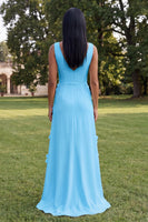 Load image into Gallery viewer, Butter Yellow V-Neck Floral Sheath Long Formal Dress