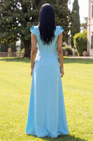 Load image into Gallery viewer, Butter Yellow Round Neck A Line Floral Long Formal Dress with Sleeves