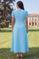 Load image into Gallery viewer, Butter Yellow Round Neck A Line Floral Maxi Formal Dress with Sleeves