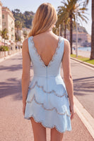 Load image into Gallery viewer, Sparkly Yellow A Line V-Neck Short Homecoming Dress with Beading