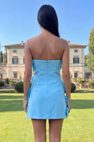 Load image into Gallery viewer, Hot Pink Floral Strapless Short Homecoming Dress