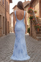 Load image into Gallery viewer, Floral Yellow Square Neck Mermaid Long Prom Dress with Pearls