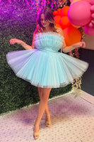 Load image into Gallery viewer, Black A-Line Off The Shoulder Homecoming Dress with Detachable Long Sleeves