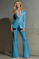 Load image into Gallery viewer, Sparkly White 2 Piece Shawl Lapel Prom Suits with Sequins