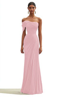 Load image into Gallery viewer, Dark Green Chiffon One Shoulder Long Formal Dress with Full Pleated