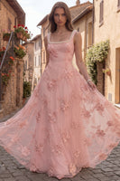 Load image into Gallery viewer, Floral Yellow Beaded Square Neck A Line Long Prom Dress