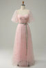Load image into Gallery viewer, A Line Off the Shoulder Blush Plus Size Prom Dress with Embroidery