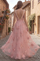 Load image into Gallery viewer, Floral Yellow Beaded Square Neck A Line Long Prom Dress