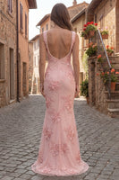 Load image into Gallery viewer, Floral Yellow Square Neck Mermaid Long Prom Dress with Pearls