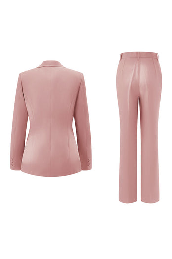 2 Piece Dark Fuchsia Satin Notched Lapel Women Prom Suits