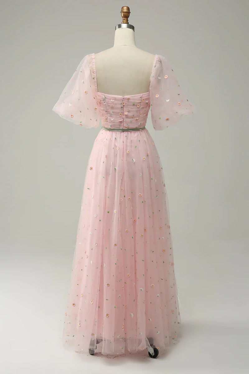 Load image into Gallery viewer, A Line Off the Shoulder Blush Plus Size Prom Dress with Embroidery