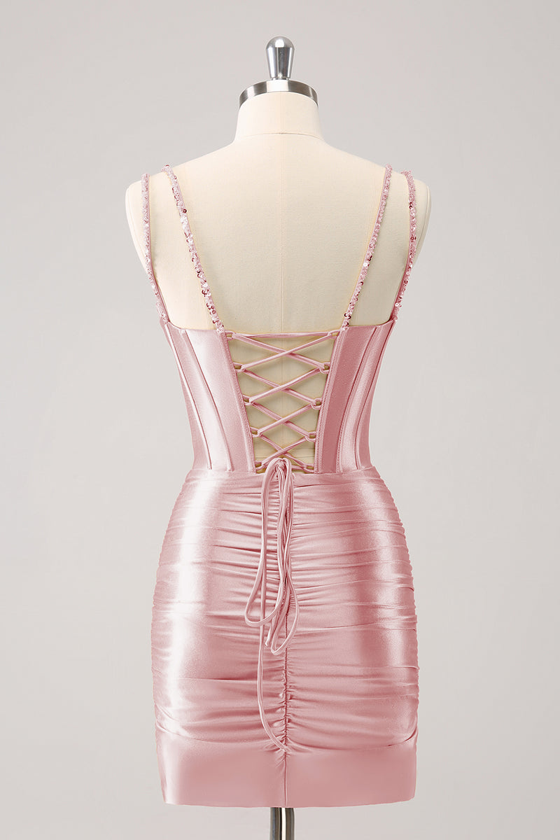 Load image into Gallery viewer, Golden Spaghetti Straps Bodycon Homecoming Dress with Sequins