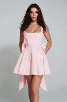 Load image into Gallery viewer, Ivory A Line Square Neck Short Homecoming Dress with Bow