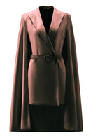 Load image into Gallery viewer, White Satin Peak Lapel Cape Short Work Blazer Dress