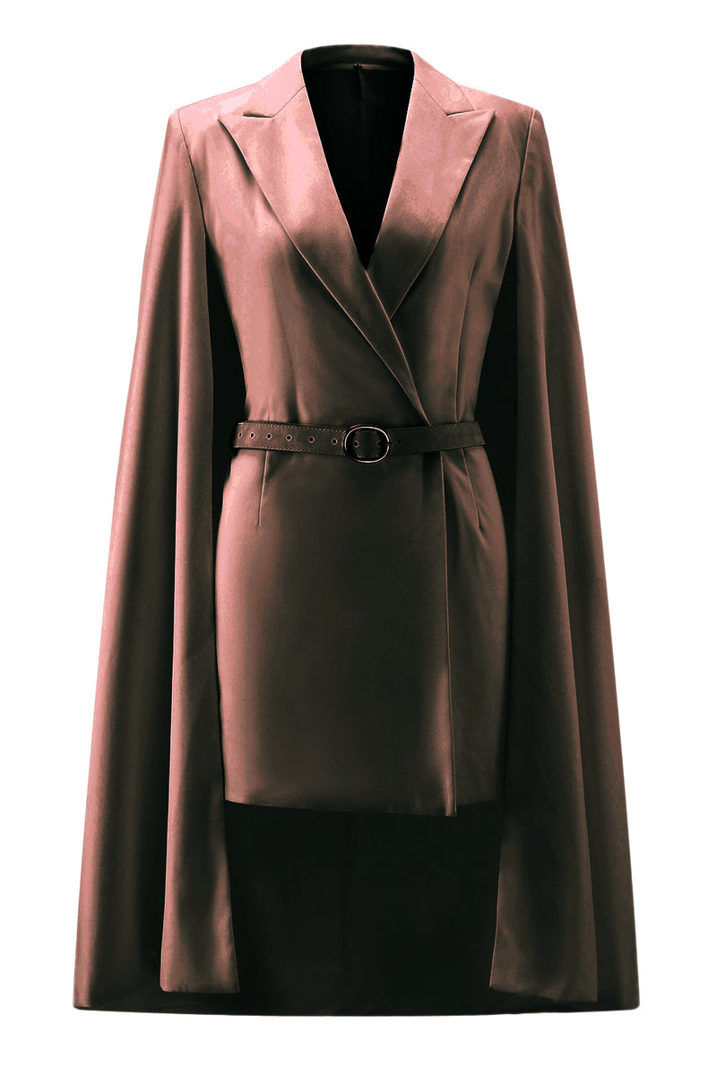 Load image into Gallery viewer, White Satin Peak Lapel Cape Short Work Blazer Dress
