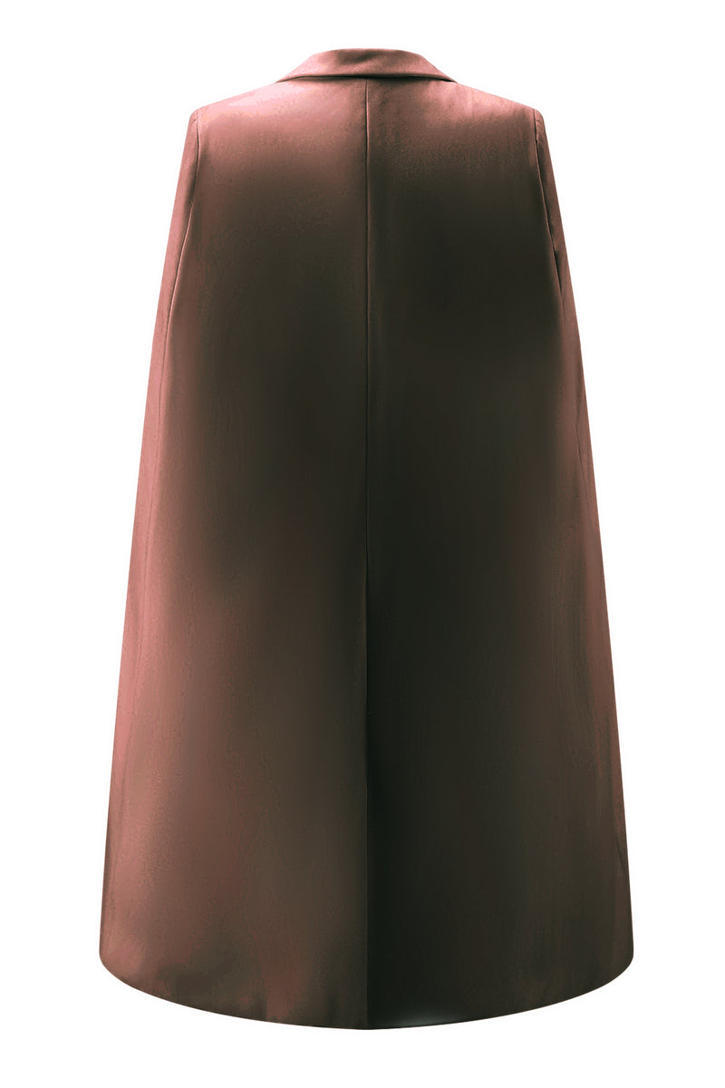 Load image into Gallery viewer, White Satin Peak Lapel Cape Short Work Blazer Dress