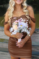 Load image into Gallery viewer, Red Bodycon Ruched Off the Shoulder Short Prom Dress