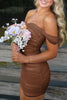 Load image into Gallery viewer, Black Satin Tight Off the Shoulder Mini Party Dress
