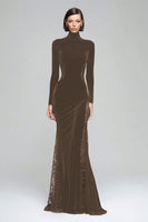 Load image into Gallery viewer, Black Velvet High Neck Mermaid Maxi Holiday Party Dress with Lace