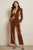 Load image into Gallery viewer, Green Velvet Peak Lapel Long Sleeves Prom Jumpsuits with Pockets