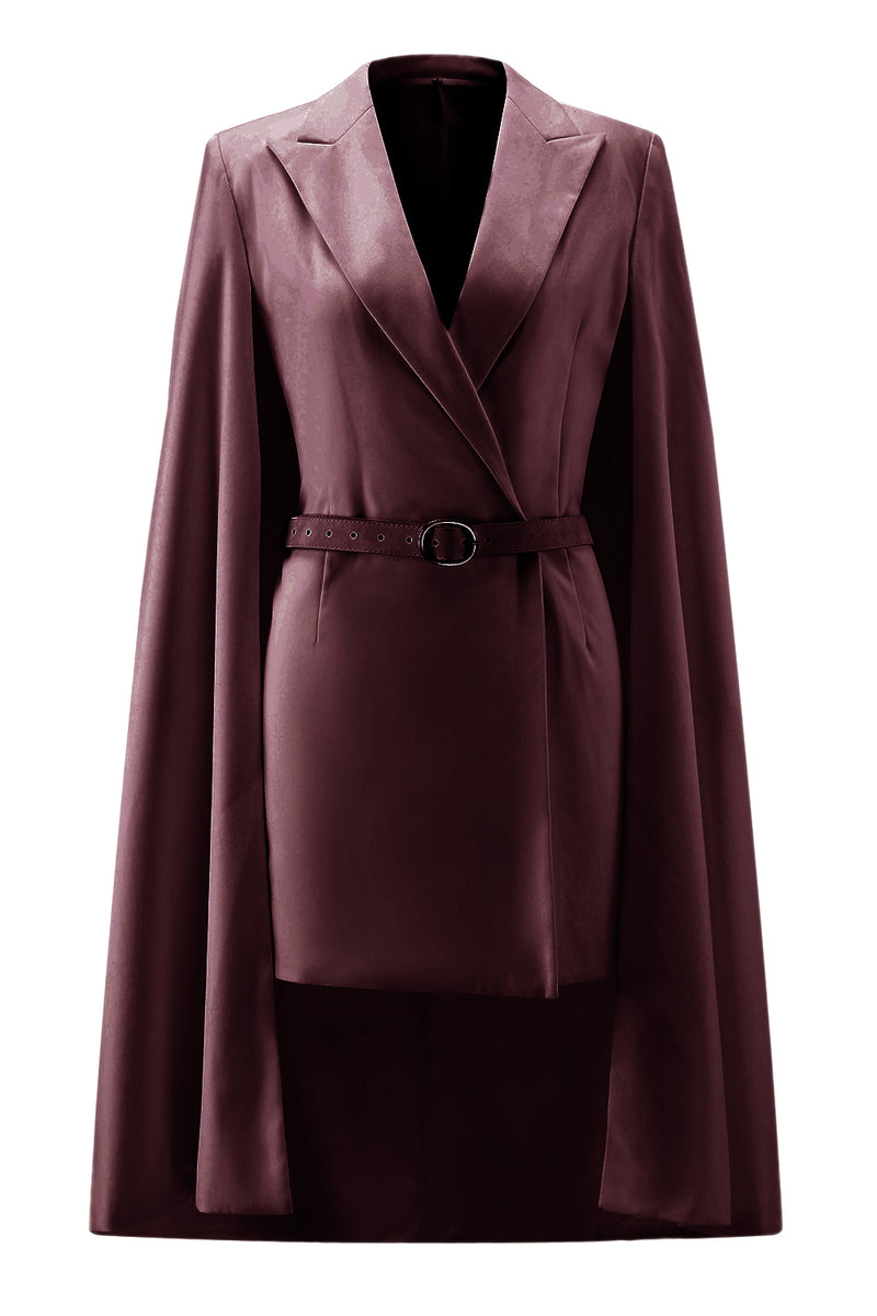 Load image into Gallery viewer, White Satin Peak Lapel Cape Short Work Blazer Dress
