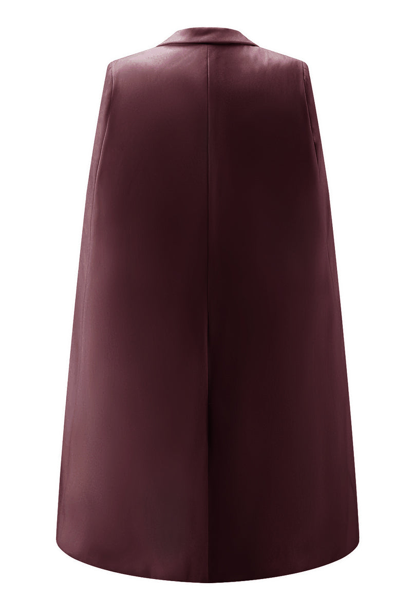 Load image into Gallery viewer, White Satin Peak Lapel Cape Short Work Blazer Dress