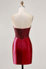 Load image into Gallery viewer, Sparkly Fuchsia Strapless Short Tight Corset Satin Homecoming Dress