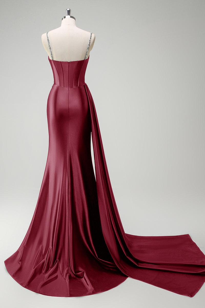 Load image into Gallery viewer, Sparkly Dark Green Sequined Corset Long Satin Prom Dress