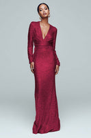 Load image into Gallery viewer, Sparkly Gold Mermaid Sequin V-Neck Long Sleeves Holiday Party Dress