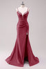 Load image into Gallery viewer, Sparkly Black Corset Spaghetti Straps Prom Dress with Slit