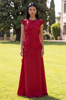 Load image into Gallery viewer, Butter Yellow Round Neck A Line Floral Long Formal Dress with Sleeves