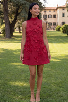 Load image into Gallery viewer, Lilac High Neck A Line Short Floral Homecoming Dress
